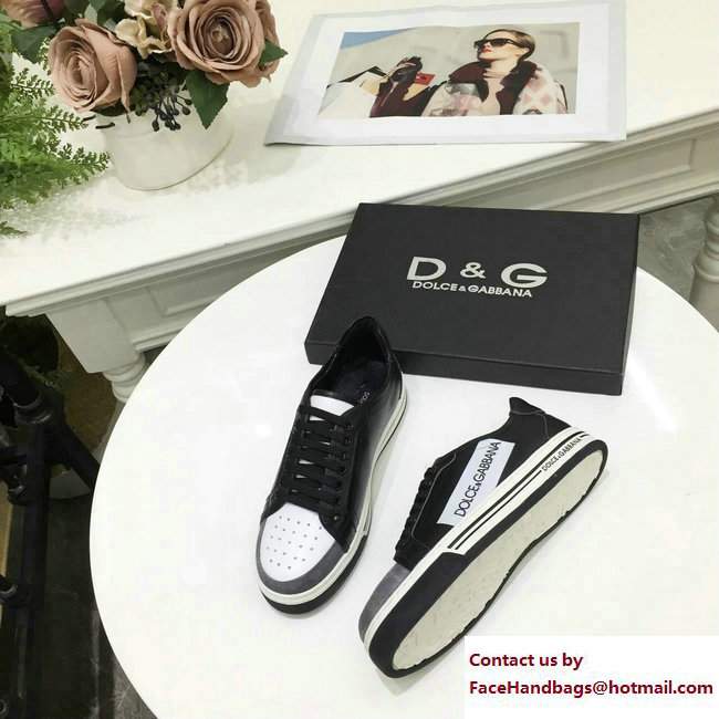 Dolce  &  Gabbana Leather Sneakers Logo Black 2017